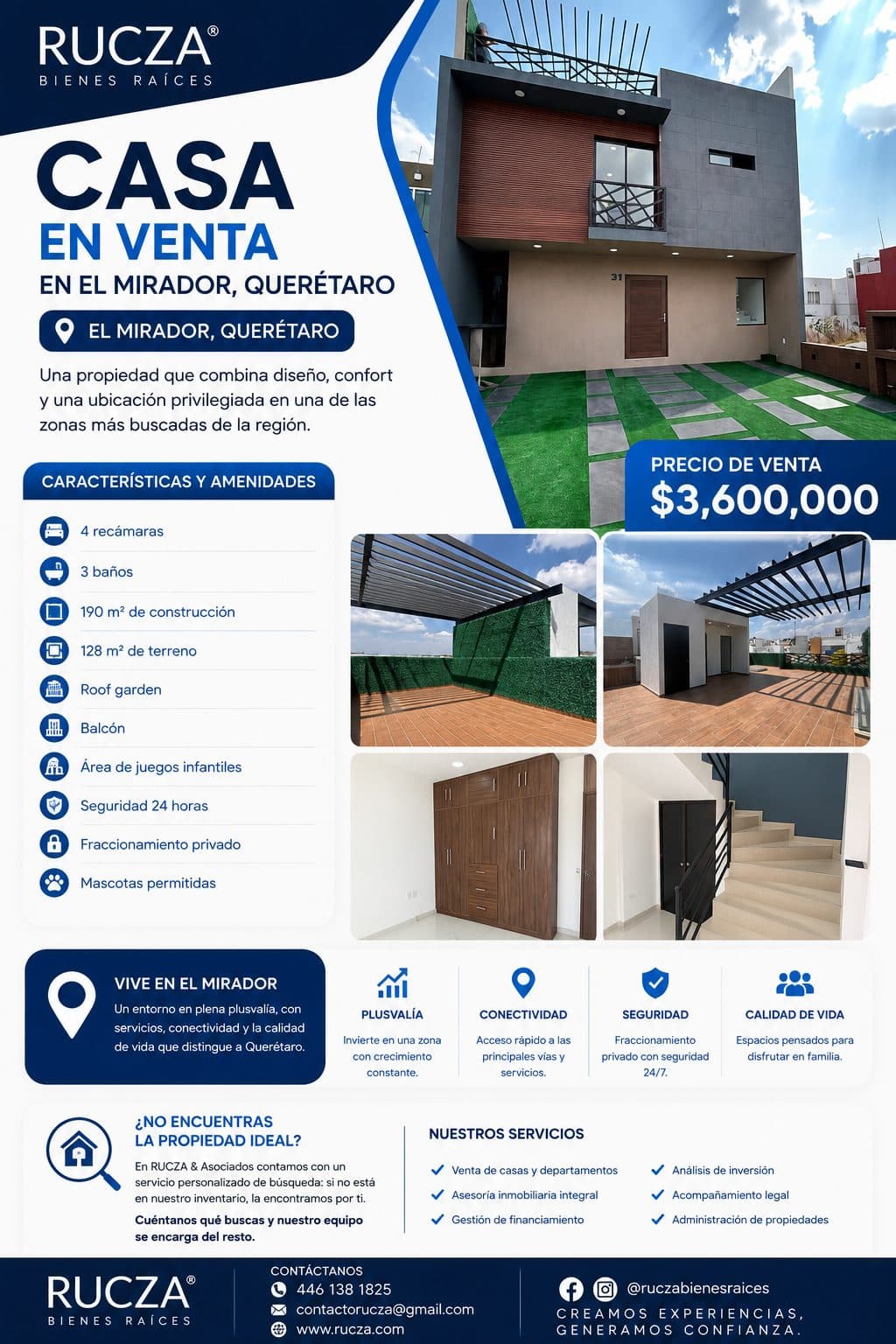 Casa en venta con roof garden, 4 recámaras y excelente ubicación